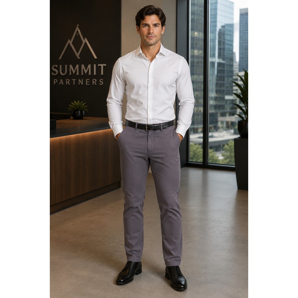 X SUIT Men's Gray 36x28 Chino Flat Front Dress Pants -2293